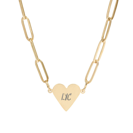 Engraved LYC paperclip necklace