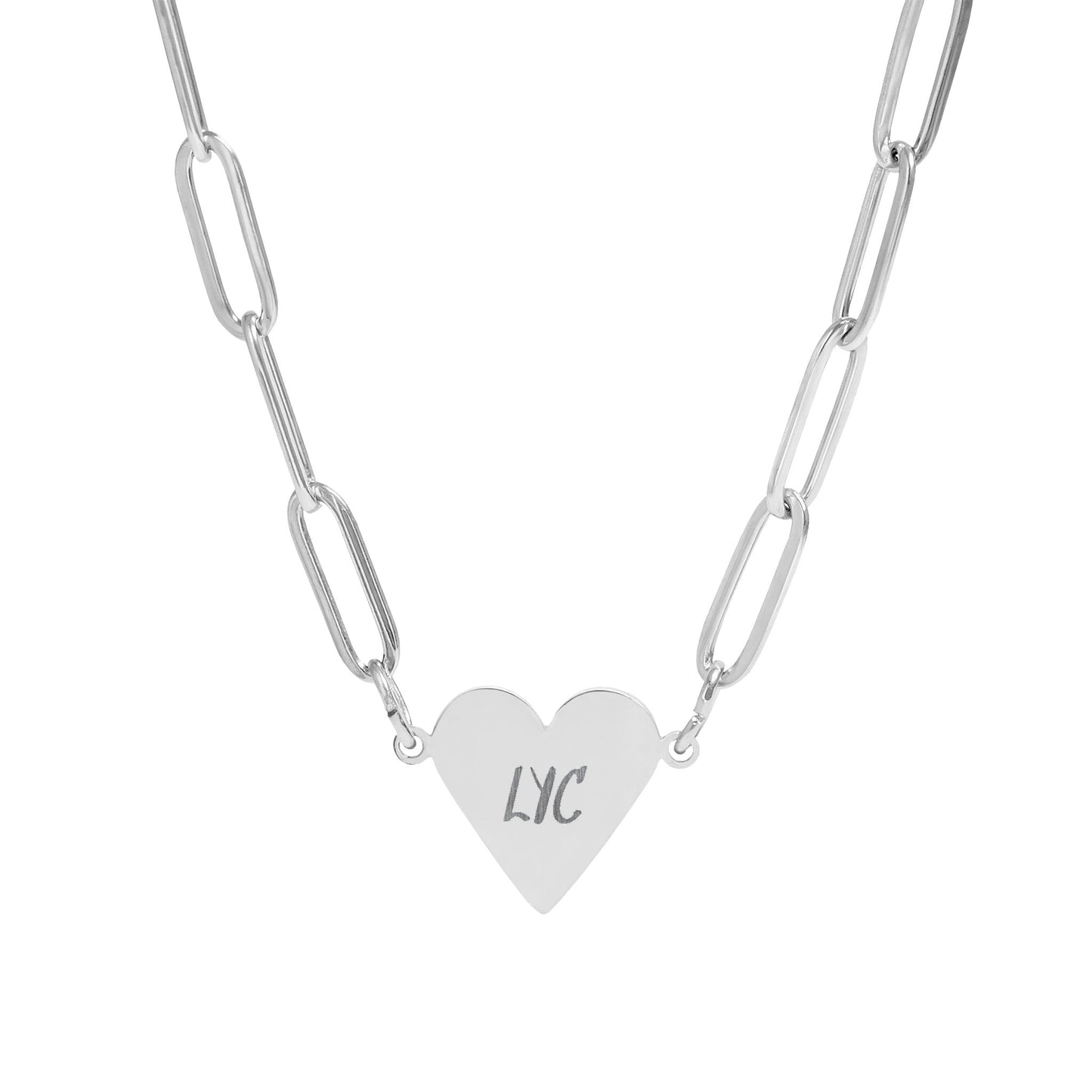 Engraved LYC paperclip necklace