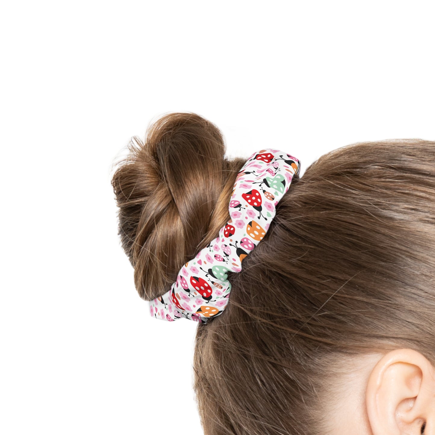 Scrunchie - White with Ladybugs