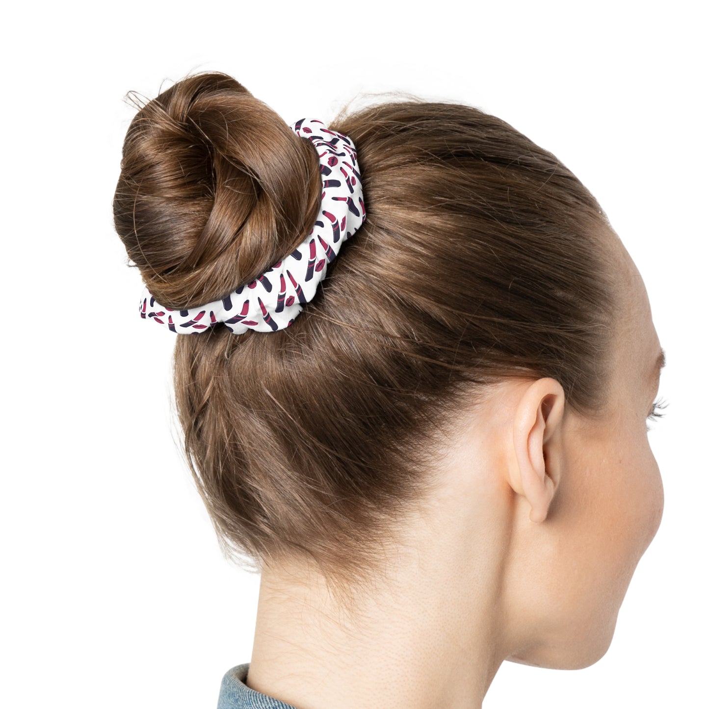 Scrunchie - White with Lipstick