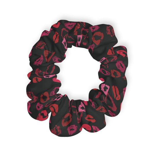 Scrunchie - Black with Lips