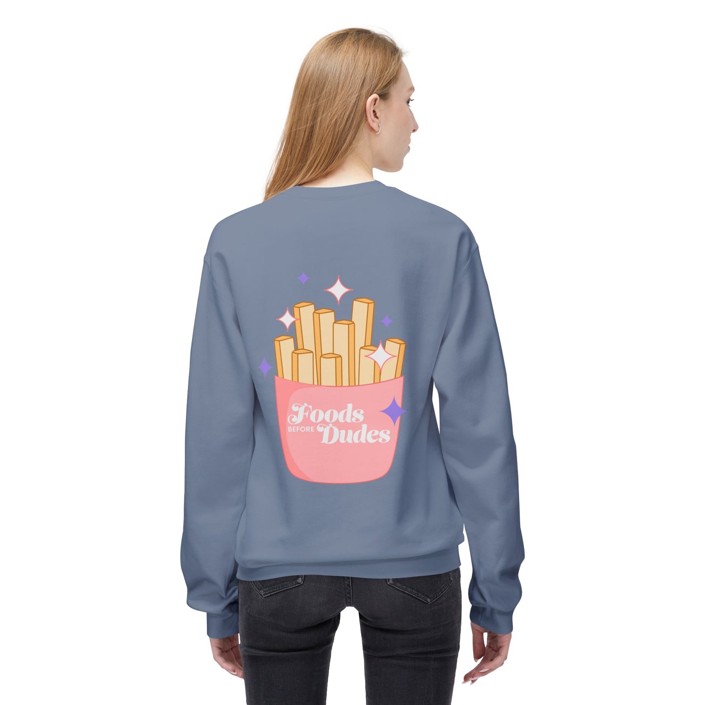 Foods Before Dudes Fleece Crewneck Sweatshirt