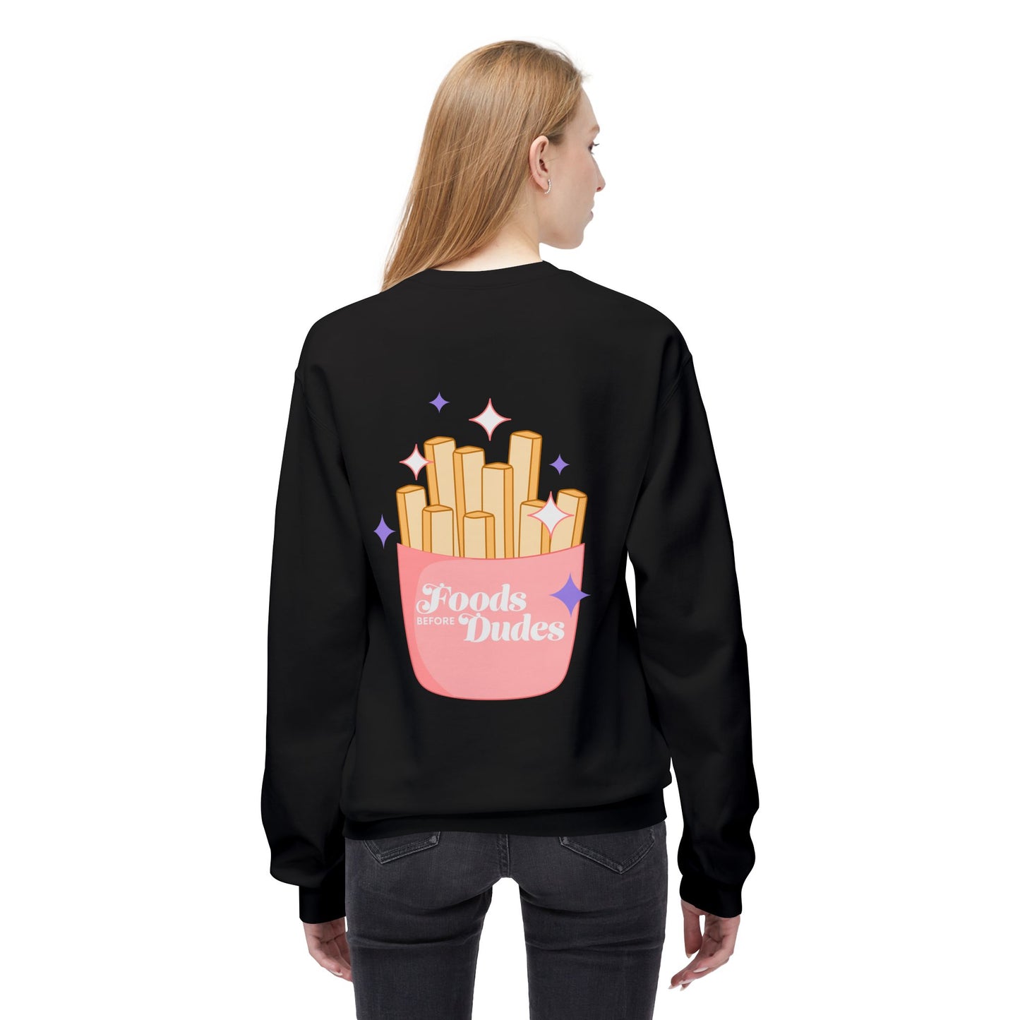 Foods Before Dudes Fleece Crewneck Sweatshirt