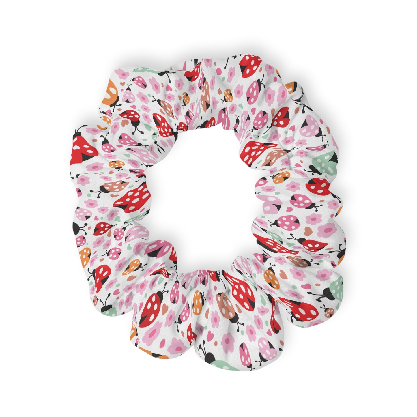 Scrunchie - White with Ladybugs