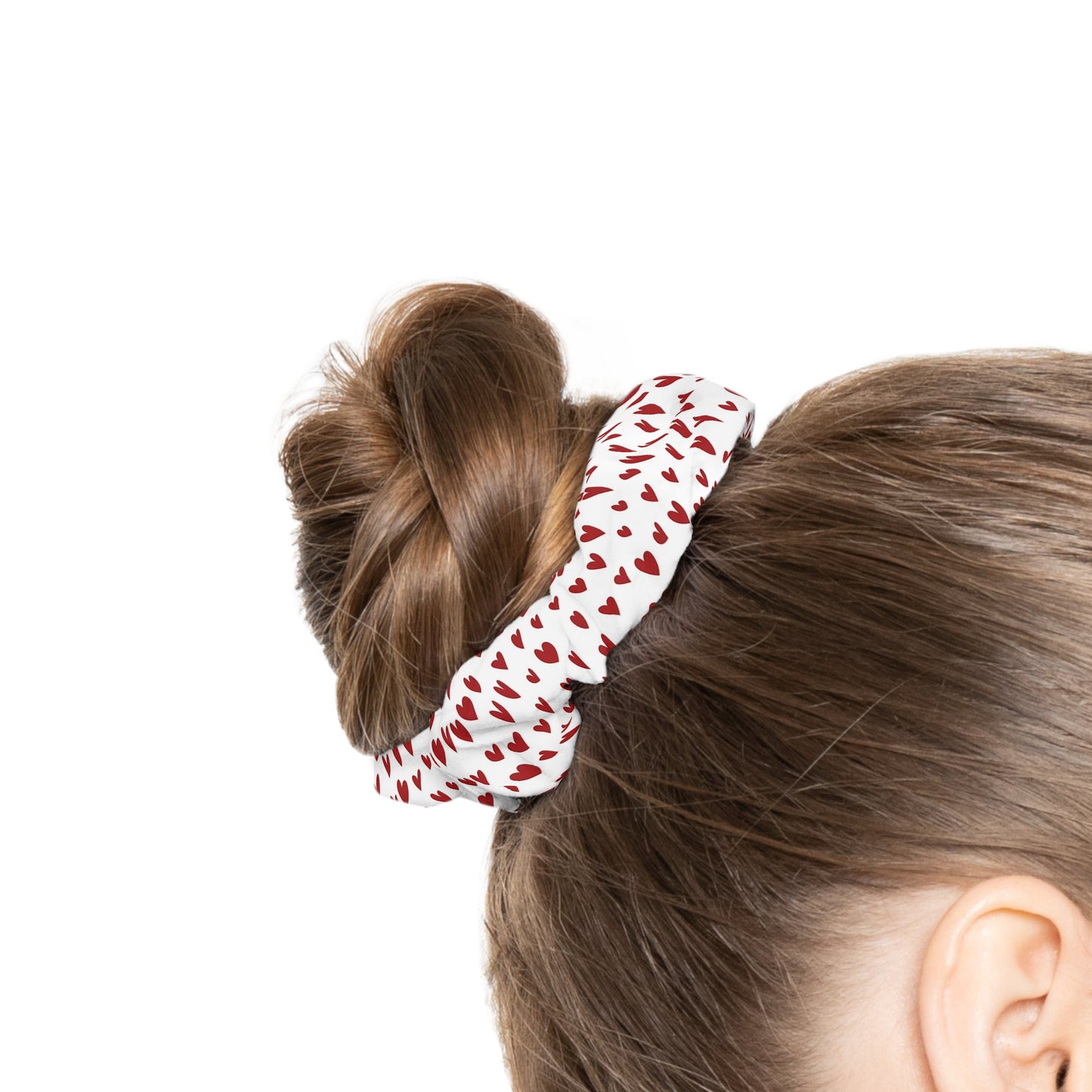 Scrunchie - White with Red Hearts