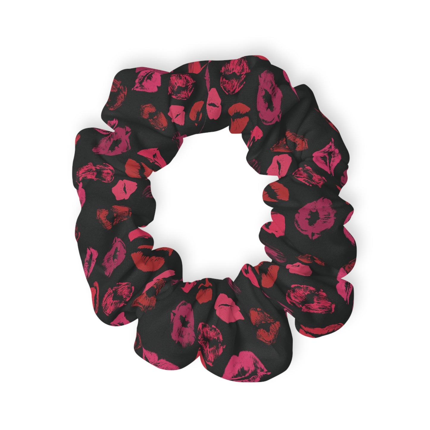 Scrunchie - Black with Lips