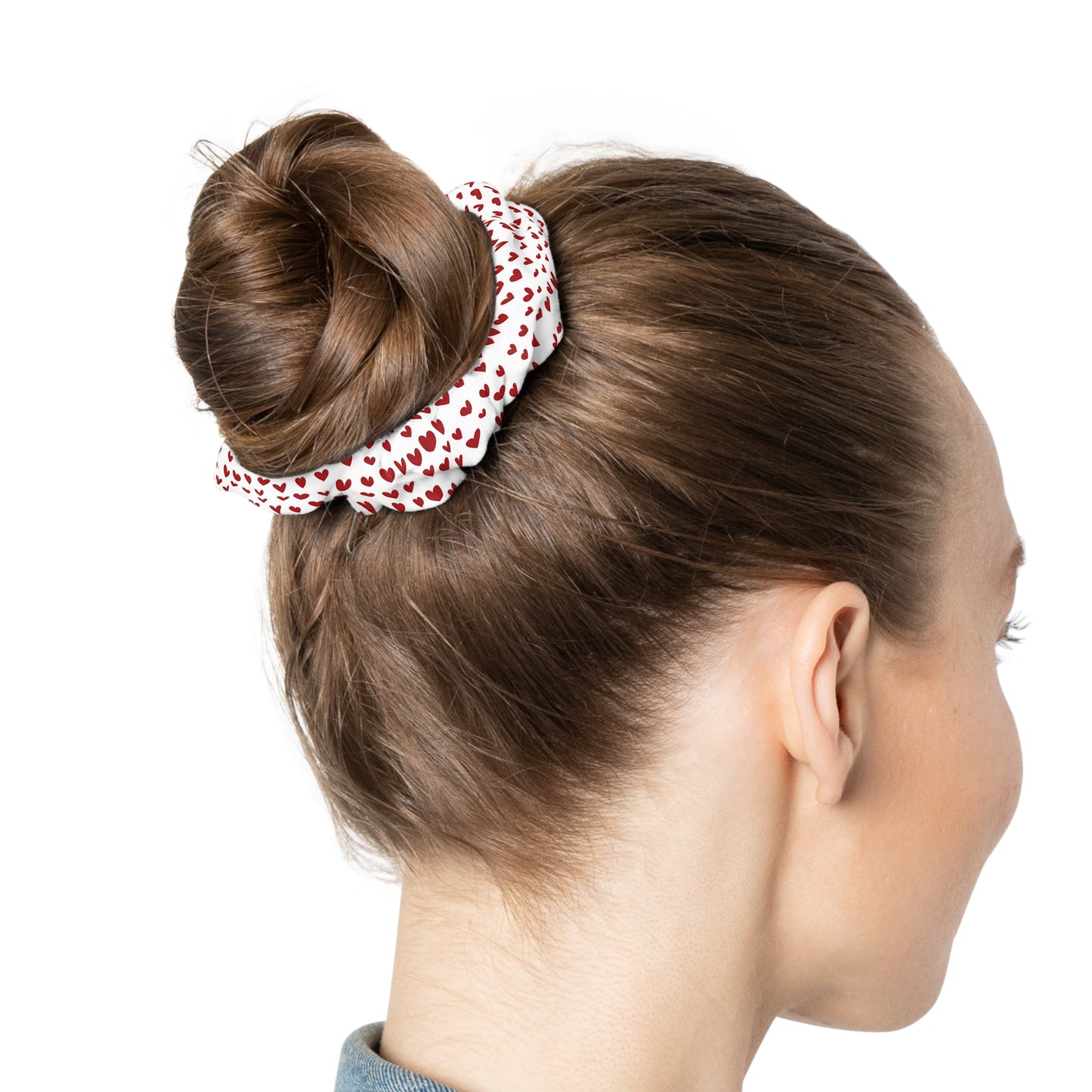 Scrunchie - White with Red Hearts
