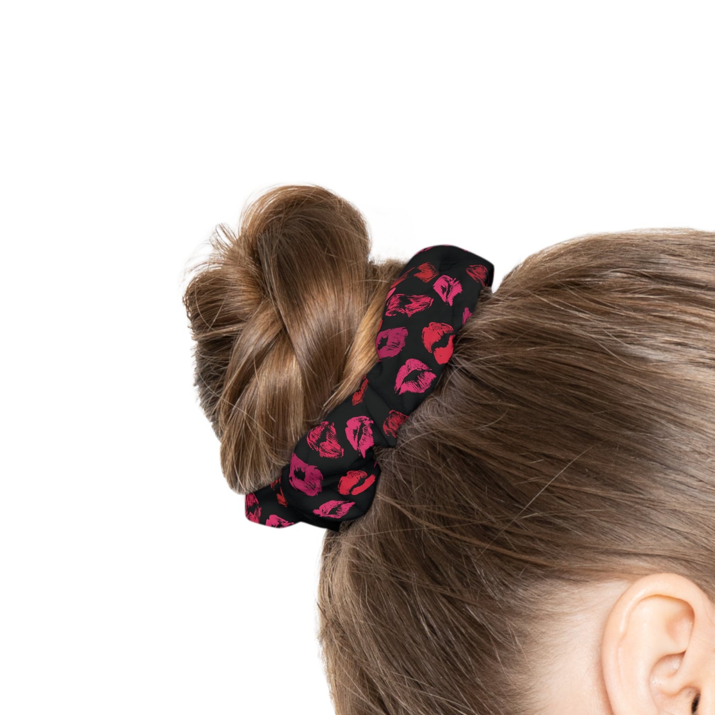 Scrunchie - Black with Lips