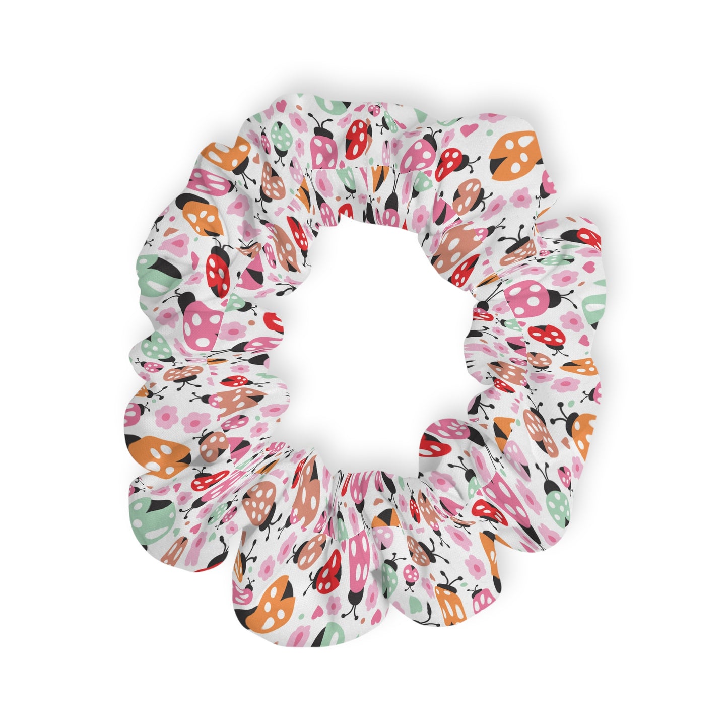 Scrunchie - White with Ladybugs